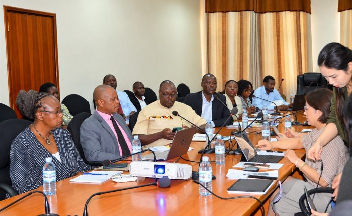 Delegates from Xintang University and officials from CEDAT during discussions on expanding academic collaboration and implementing a proposed dual degree program in Materials and Chemical Engineering at Makerere University.