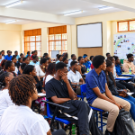 Architecture students listen to speakers during a counselling and guidance session organized by CEDAT to promote healing, hope, and solidarity following the loss of their colleague, Kabuye Kevin Charles.