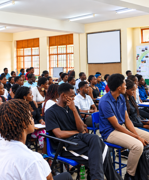 Architecture students listen to speakers during a counselling and guidance session organized by CEDAT to promote healing, hope, and solidarity following the loss of their colleague, Kabuye Kevin Charles.