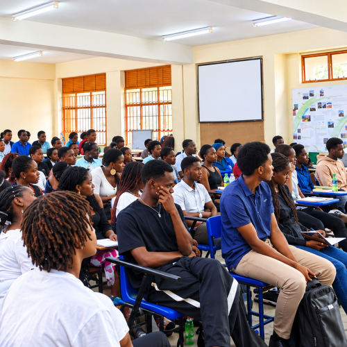 Architecture students listen to speakers during a counselling and guidance session organized by CEDAT to promote healing, hope, and solidarity following the loss of their colleague, Kabuye Kevin Charles.
