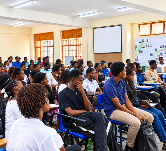 Architecture students listen to speakers during a counselling and guidance session organized by CEDAT to promote healing, hope, and solidarity following the loss of their colleague, Kabuye Kevin Charles.
