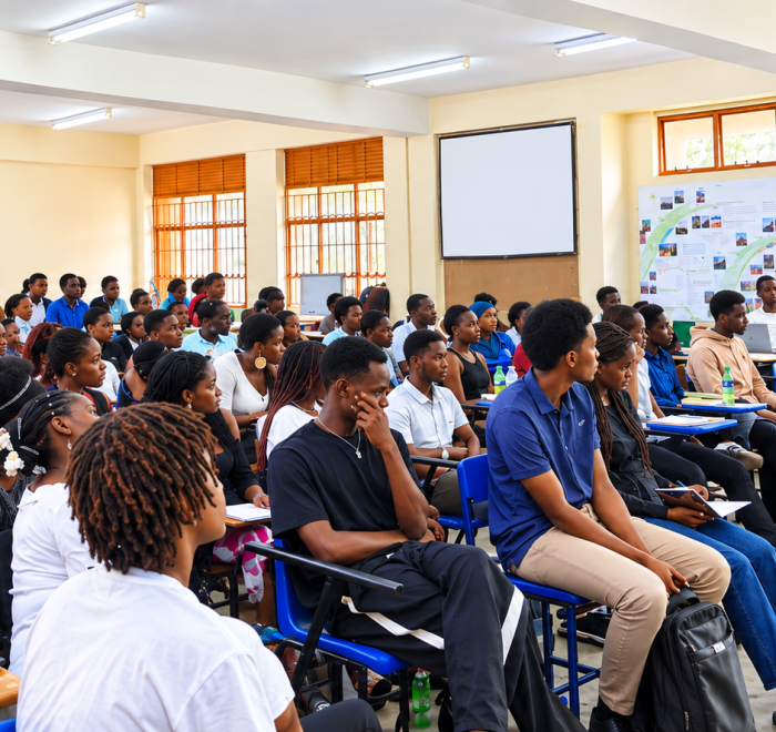Architecture students listen to speakers during a counselling and guidance session organized by CEDAT to promote healing, hope, and solidarity following the loss of their colleague, Kabuye Kevin Charles.